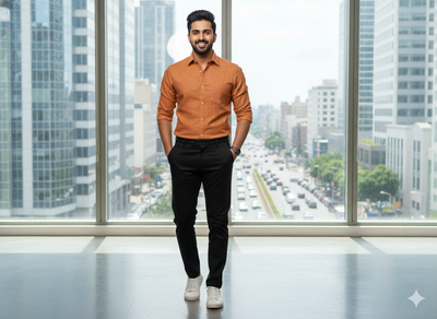 गहरे भूरे रंग का कॉटन लिनन कपड़ा