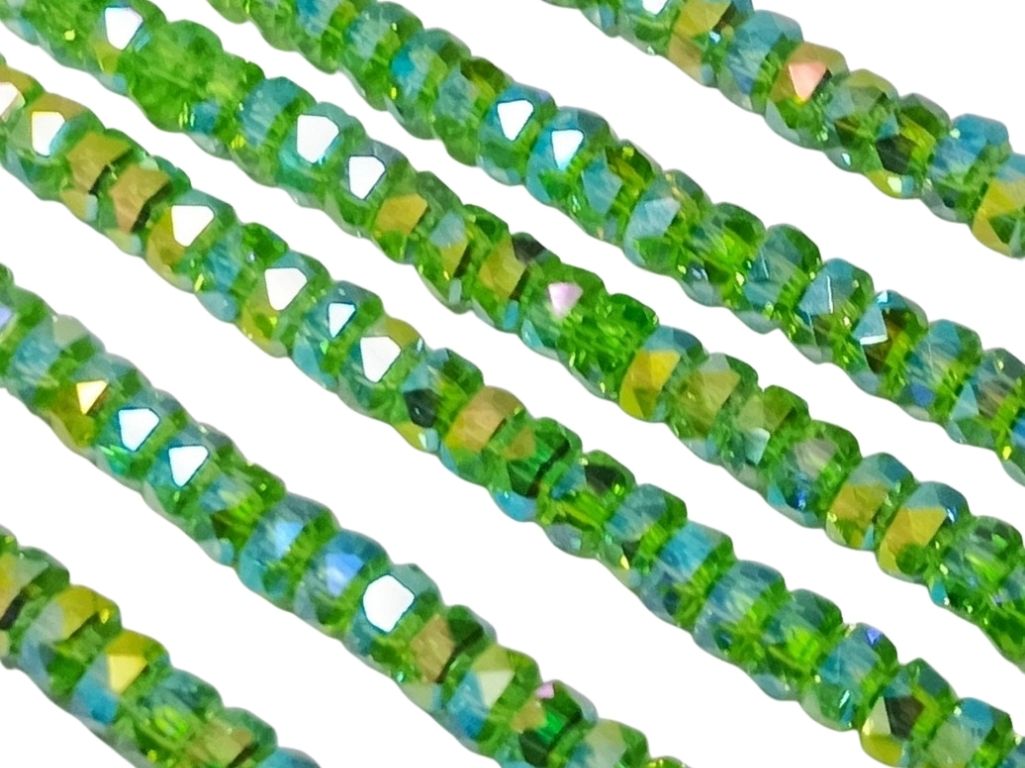Teal Green Rainbow New Half Cut Crystal Beads