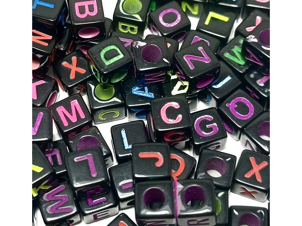 Black Alphabet Acrylic Beads