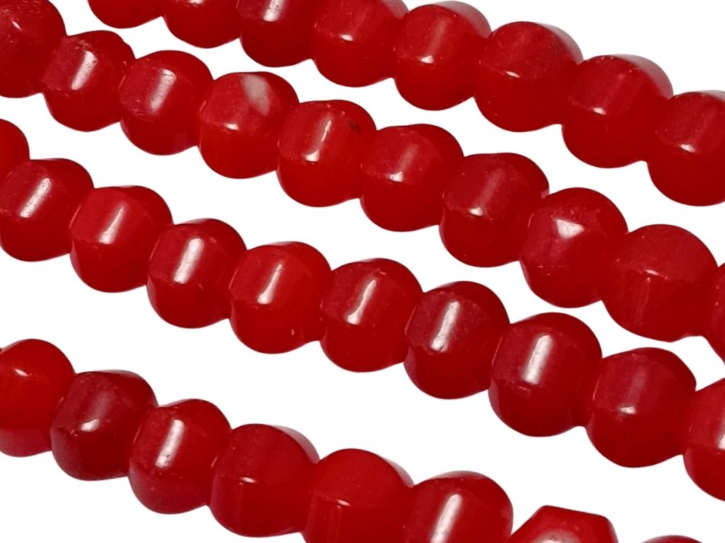 Blood Red Hexa Shaped Natural Stone Beads