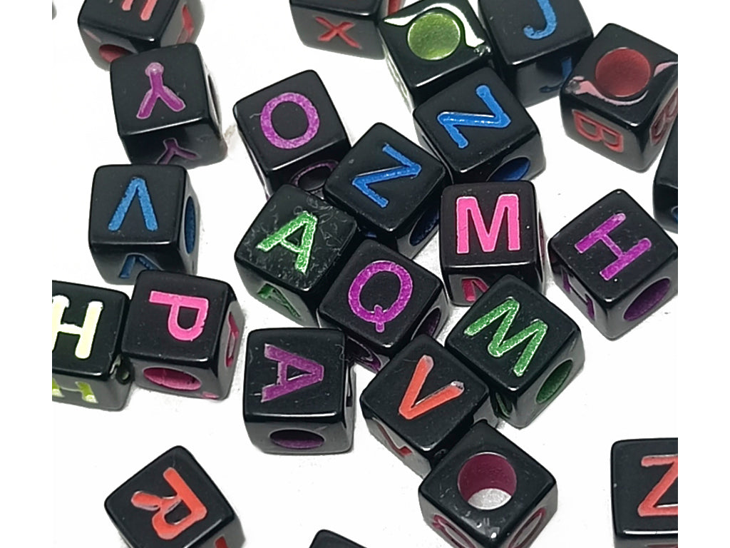 Black Alphabet Acrylic Beads