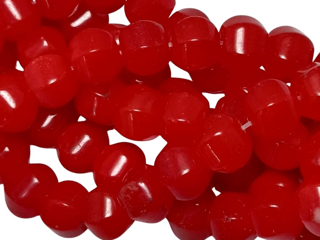Blood Red Hexa Shaped Natural Stone Beads