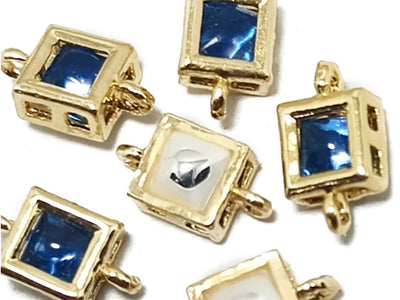 Golden & Blue Square Shaped Kundan Stones