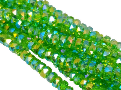 Teal Green Rainbow New Half Cut Crystal Beads