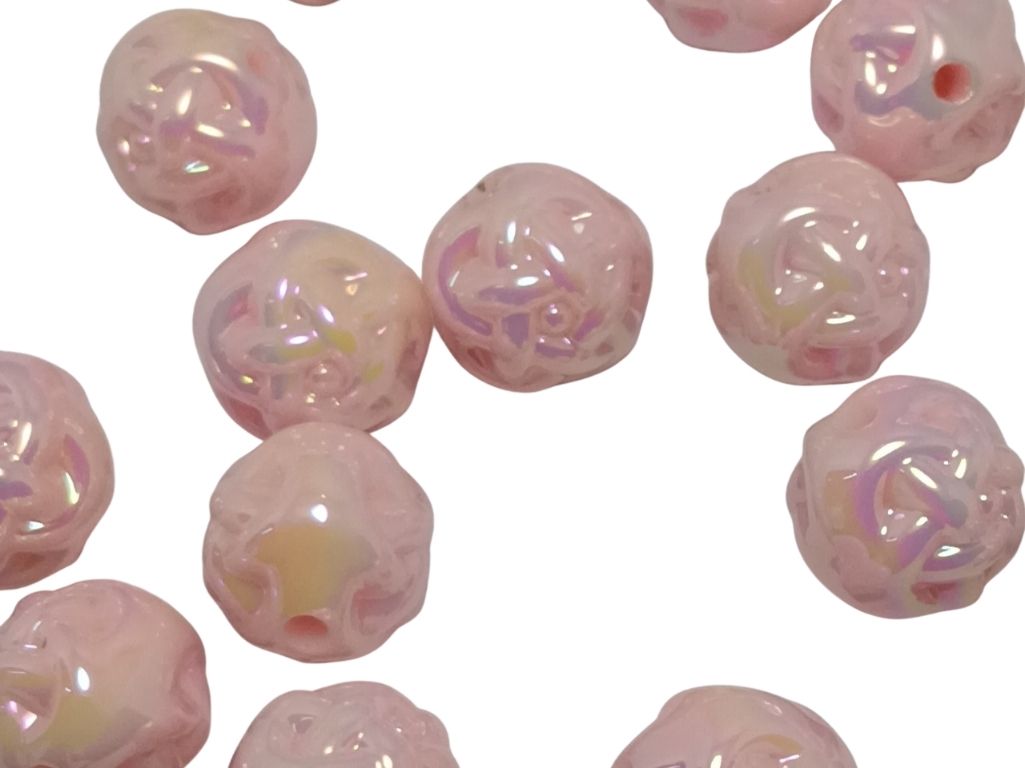 Peach Rainbow Glossy Uneven Spherical Acrylic Beads