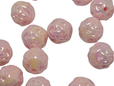 Peach Rainbow Glossy Uneven Spherical Acrylic Beads