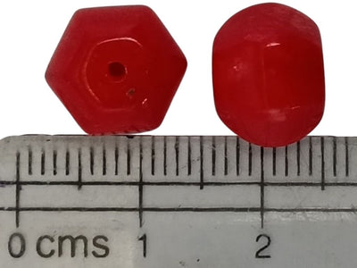 Blood Red Hexa Shaped Natural Stone Beads