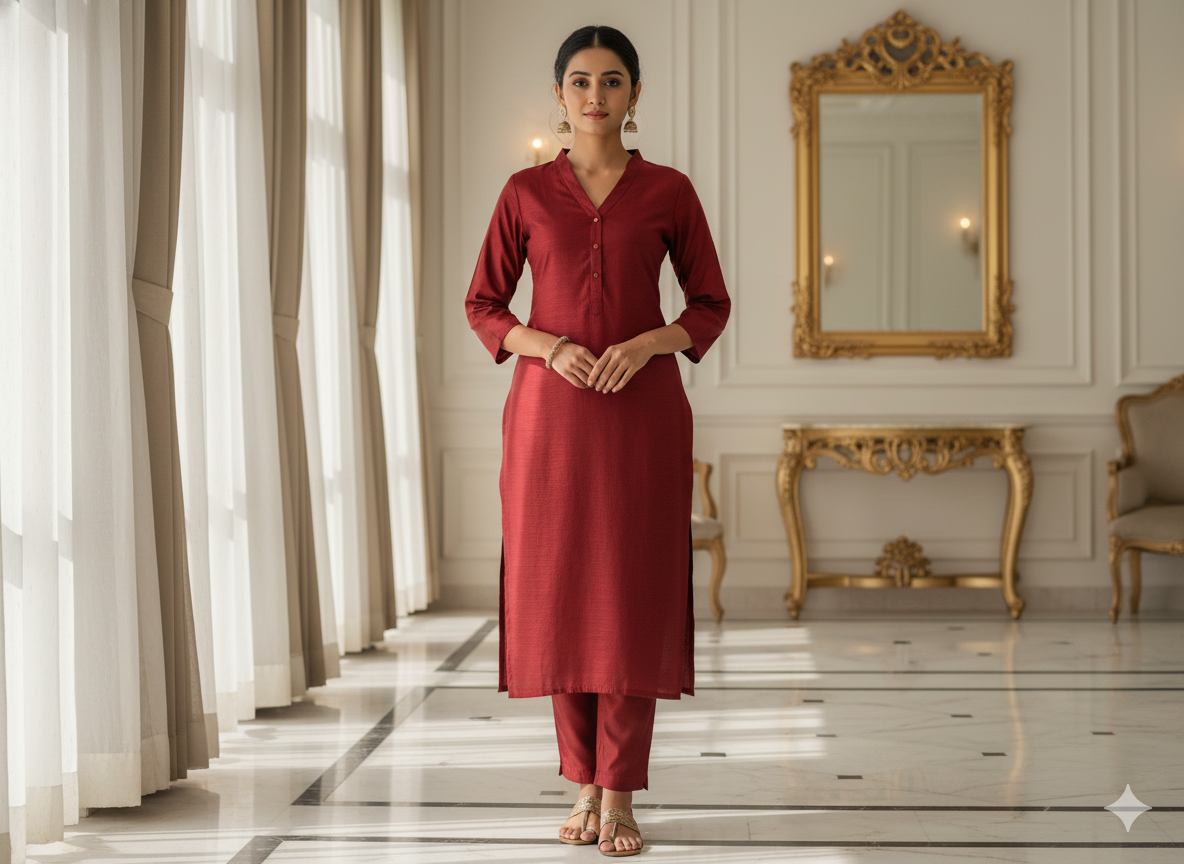 गहरा पेनी भूरा सादा ग्लेज्ड कॉटन कपड़ा