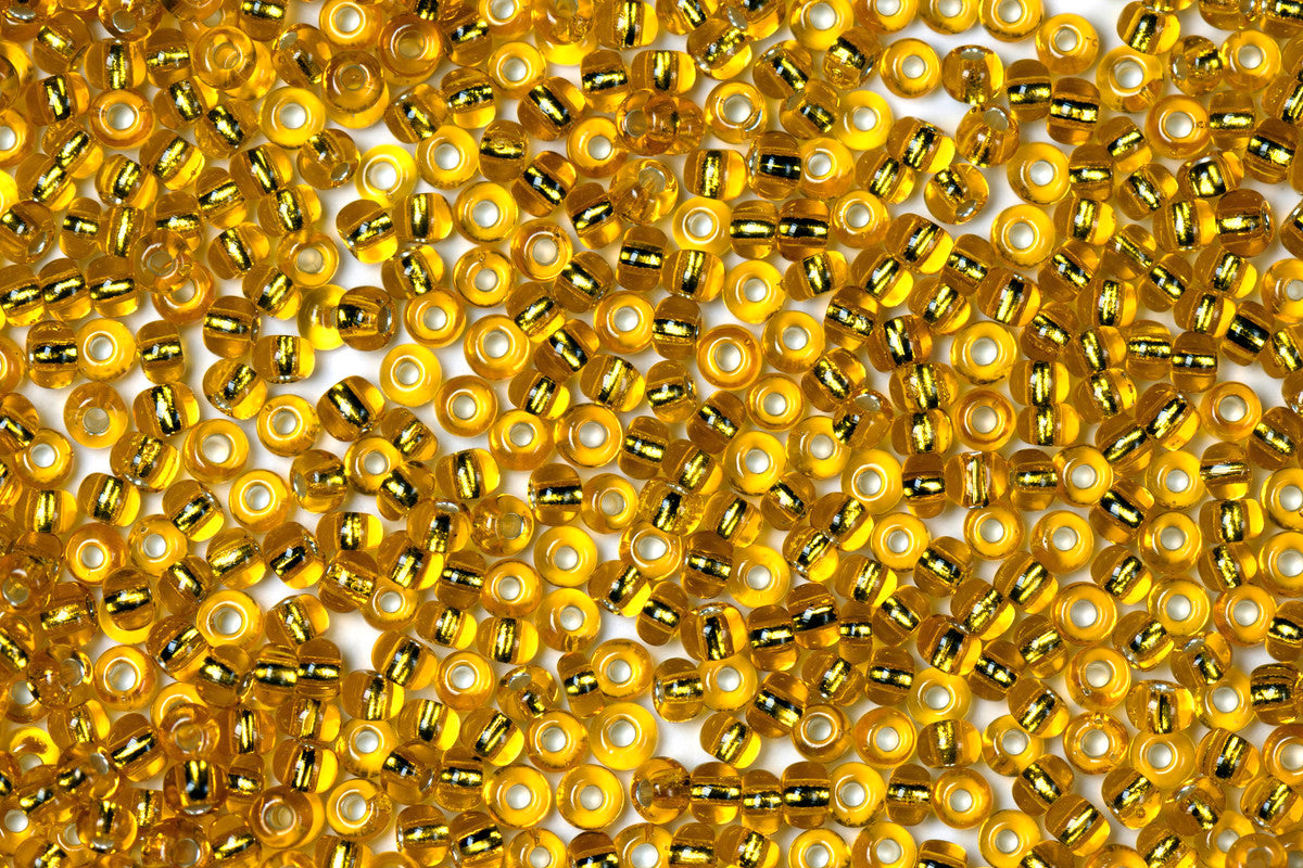 Yellow Preciosa Silverline Seeds Beads