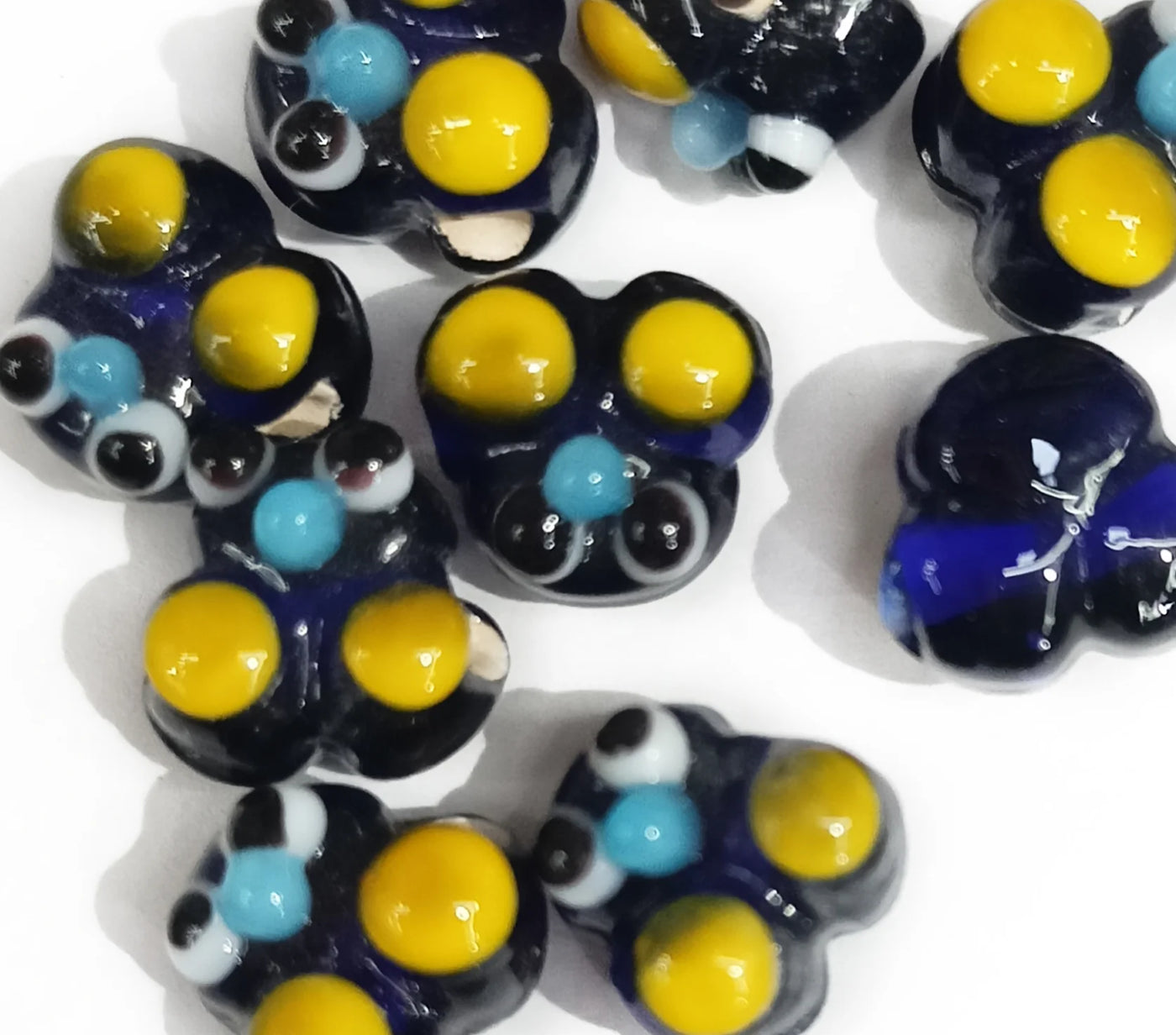 Yellow & Black Bird Shape Glass Charms