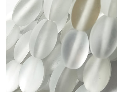 White Oval Natural Aura Glass Beads