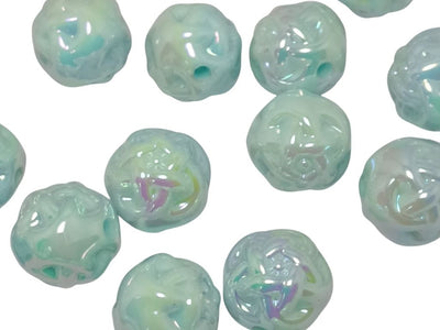 Light Blue Rainbow Glossy Uneven Spherical Acrylic Beads