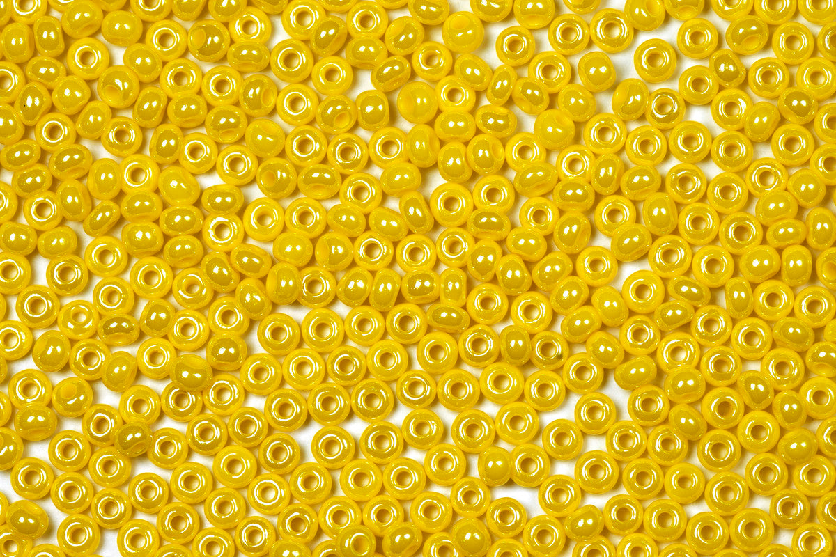 Shiny Yellow Opaque Preciosa Luster Seed Beads