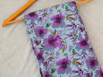 White Multicolor Floral Digital Printed Premium Butter Crepe Fabric