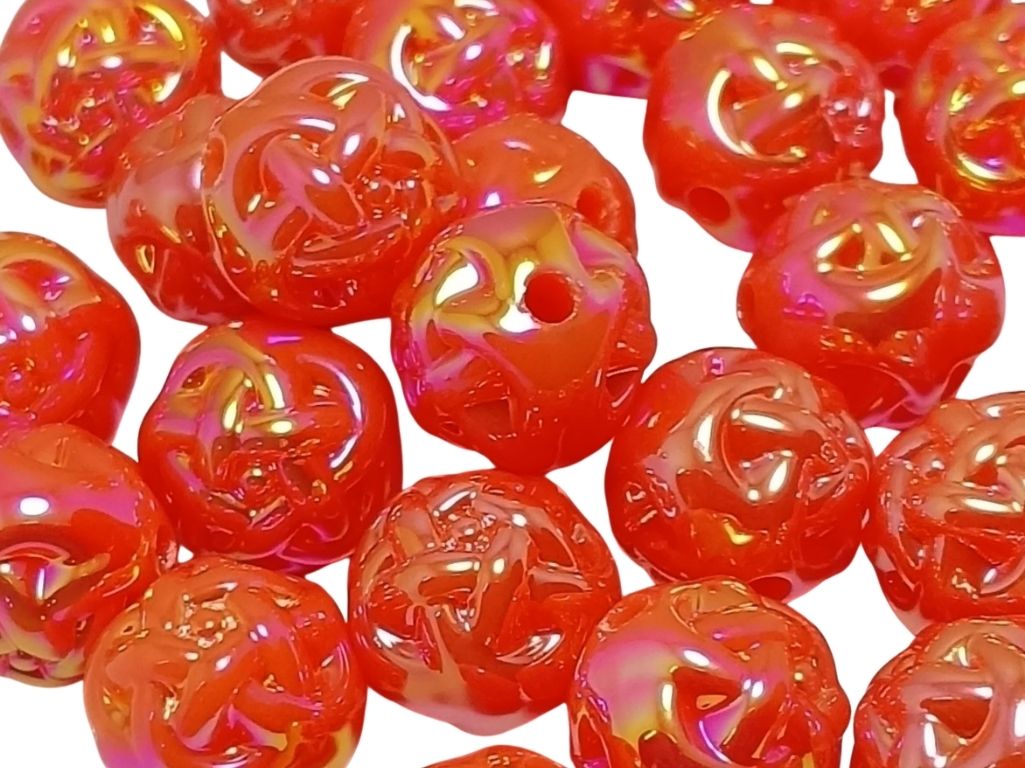 Red Rainbow Glossy Uneven Spherical Acrylic Beads