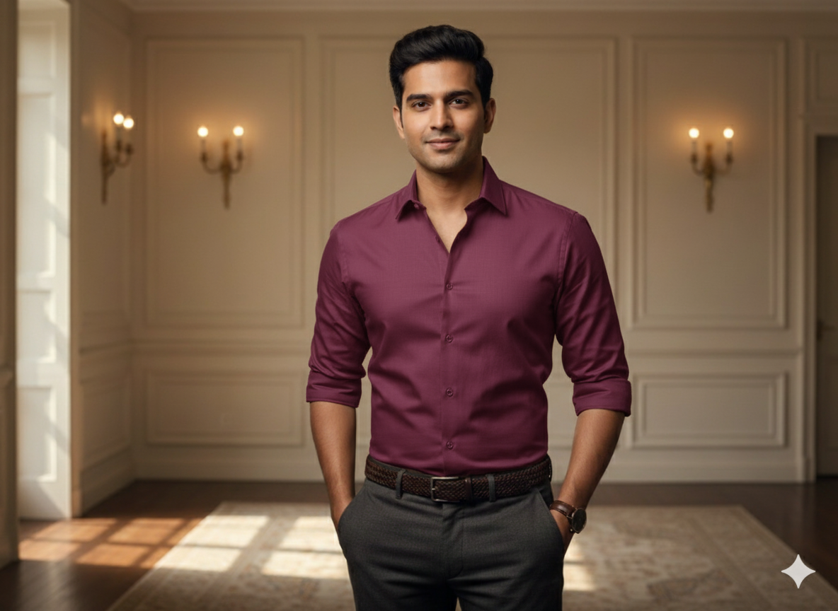 गहरे बैंगनी रंग का सादा ग्लेज्ड कॉटन कपड़ा (थोक)