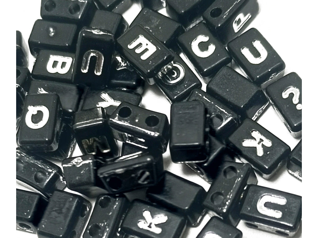 Black Alphabet Acrylic Beads