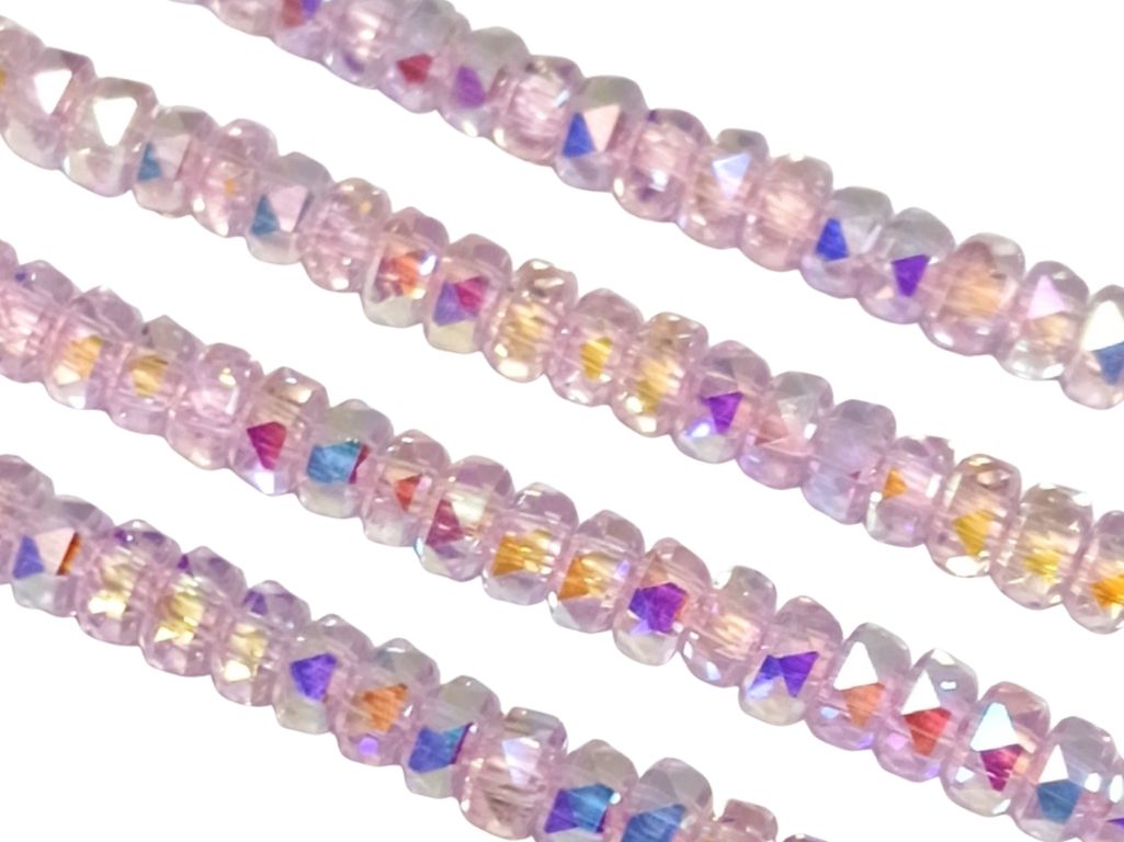 Baby Pink Rainbow New Half Cut Crystal Beads