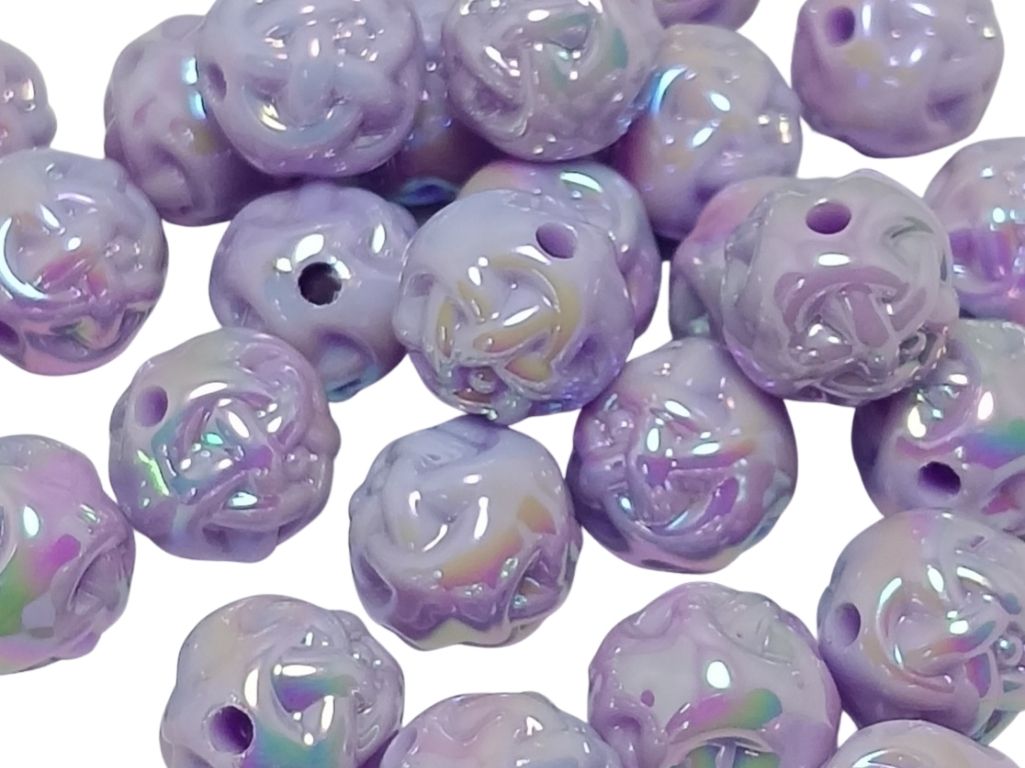Purple Rainbow Glossy Uneven Spherical Acrylic Beads