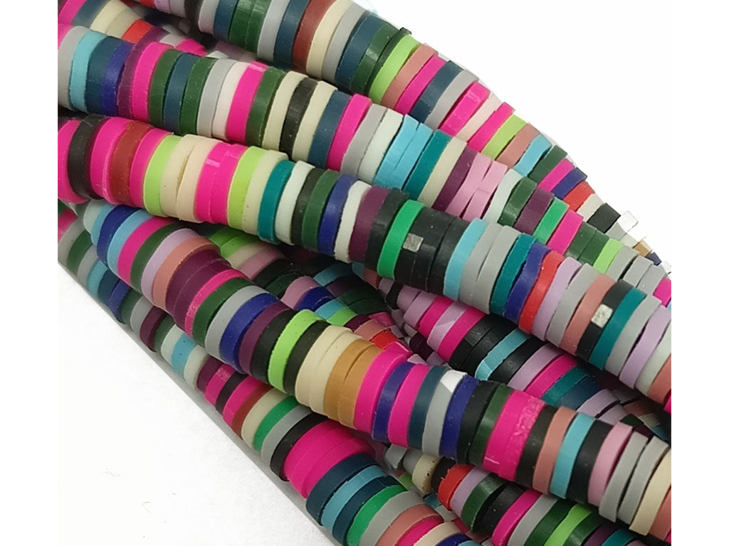 Multicolor Circular Designer Rubber Fimo Beads