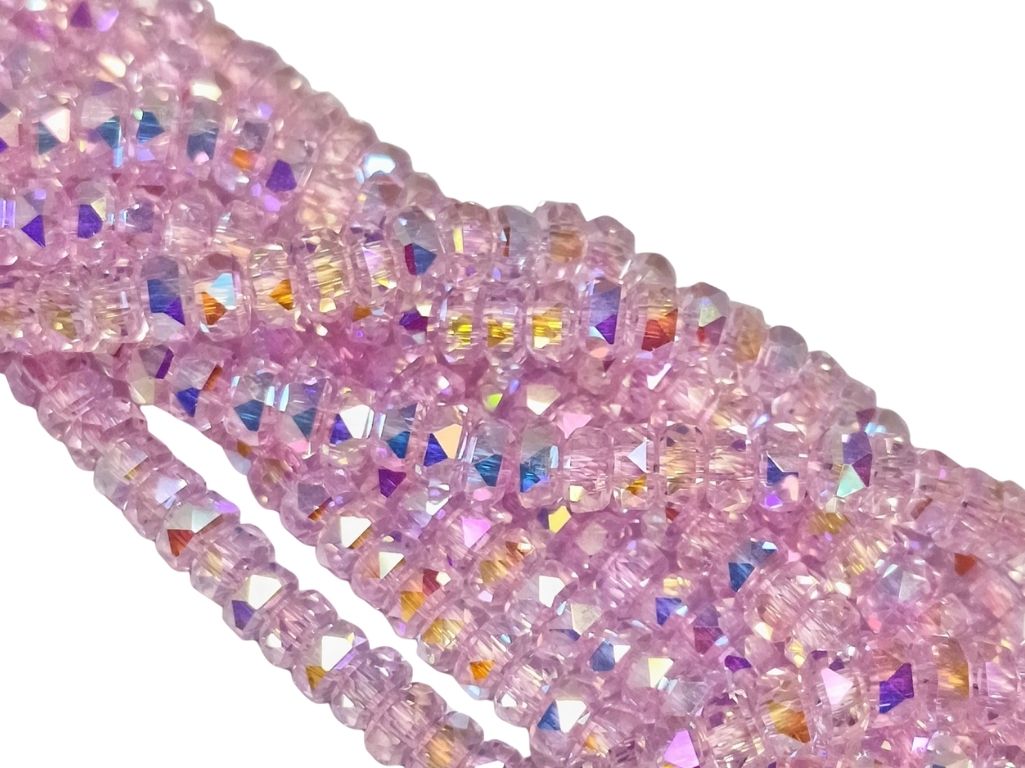 Baby Pink Rainbow New Half Cut Crystal Beads