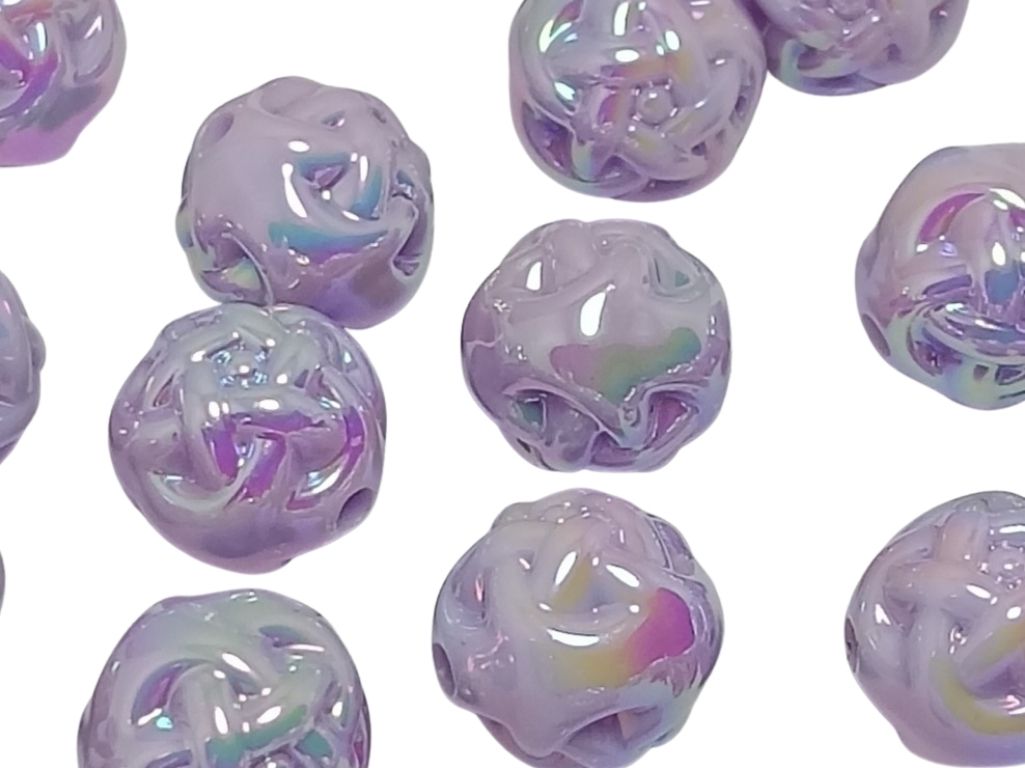 Purple Rainbow Glossy Uneven Spherical Acrylic Beads