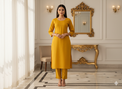 बटरस्कॉच पीला सादा ग्लेज्ड कॉटन कपड़ा (थोक)