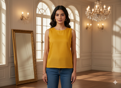 बटरस्कॉच पीला सादा ग्लेज्ड कॉटन कपड़ा (थोक)