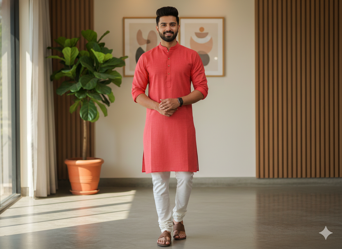 गहरे गुलाबी रंग का कॉटन लिनन कपड़ा