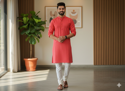 गहरे गुलाबी रंग का कॉटन लिनन कपड़ा