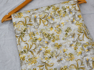 White Pure Floral Mul Mul Cotton Fabric