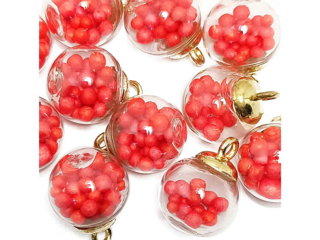 Red Spherical Acrylic Beads With Hook