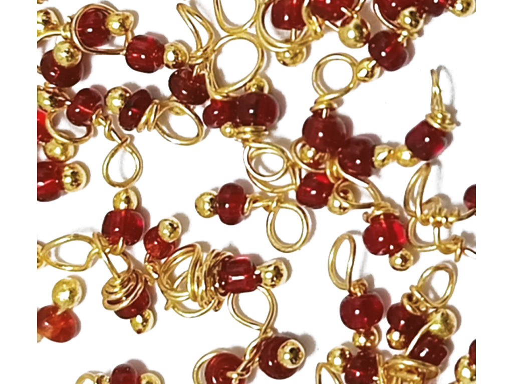 Maroon & Golden Glass Loreal Beads With Hook