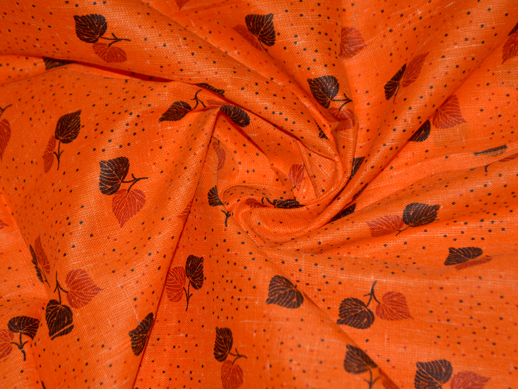 orange-leaves-printed-cotton-linen-fabric