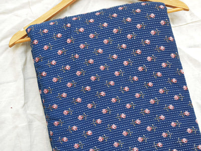 Blue Floral Pure Cotton Kantha Fabric