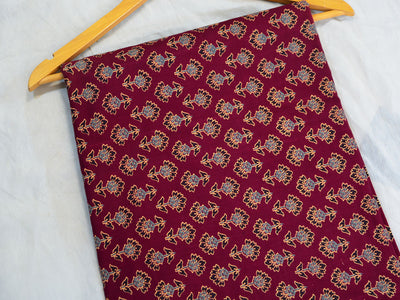 Maroon Ajrakh Print Pure Cotton Fabric