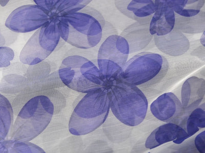 White Floral Digital Printed Liquid Organza Fabric