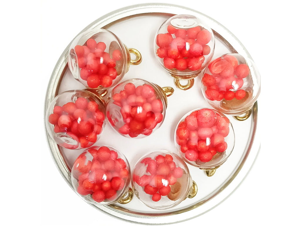 Red Spherical Acrylic Beads With Hook