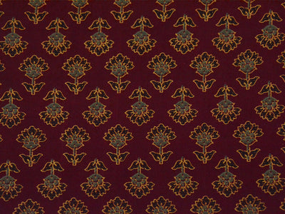 Maroon Ajrakh Print Pure Cotton Fabric