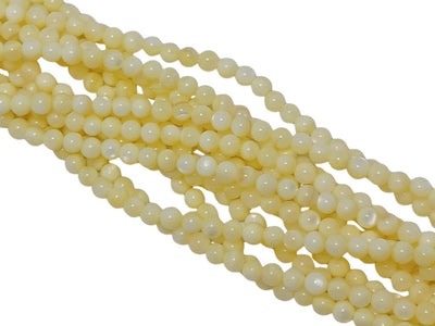 Light Yellow Spherical Glossy Mother of Pearl Beads