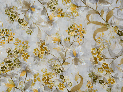 White Pure Floral Mul Mul Cotton Fabric