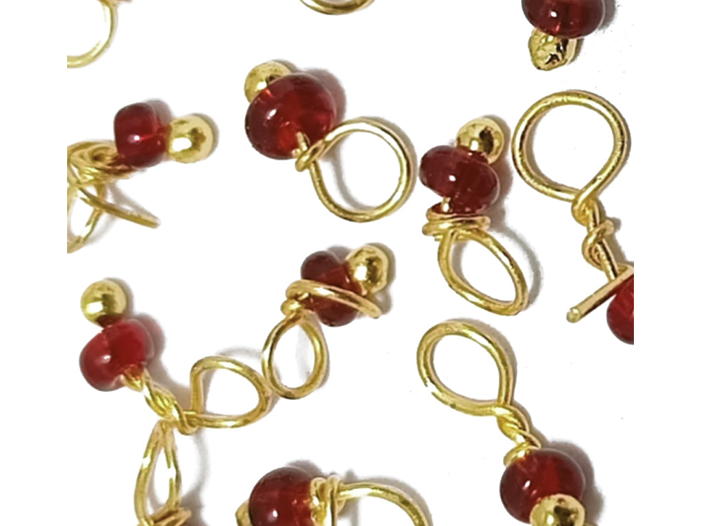 Maroon & Golden Glass Loreal Beads With Hook