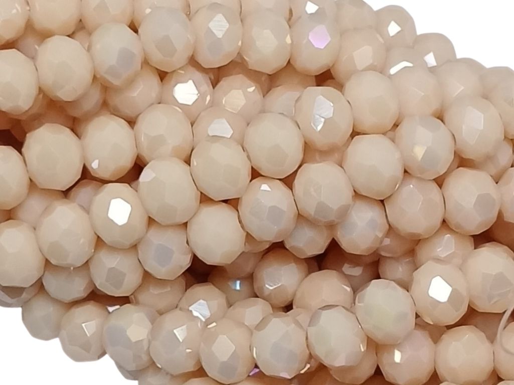 Cream Rainbow Tyre / Rondelle Crystal Beads