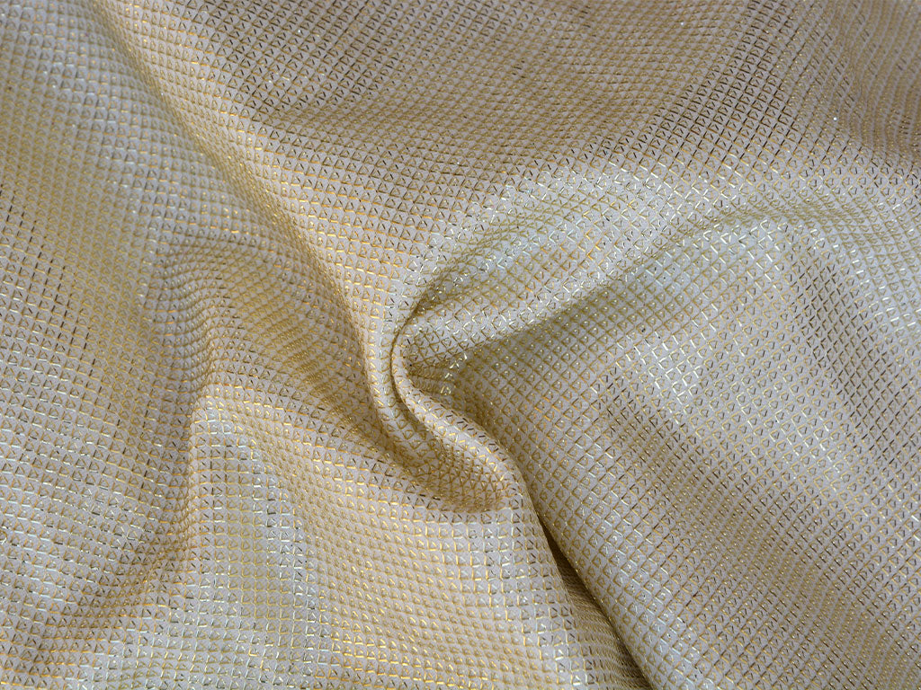 Water Golden Geometric Metallic Mesh Shimmer Interlock Bonding Fabric