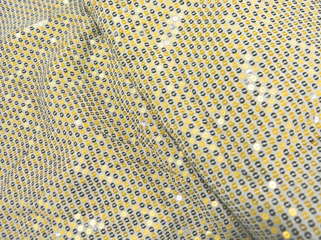White Pure Viscose Chinon Chifon With Embroidered Fabric