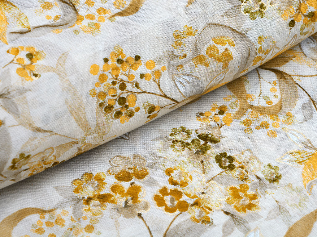 White Pure Floral Mul Mul Cotton Fabric