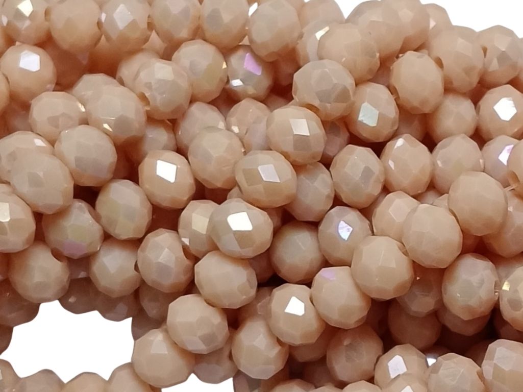 Cream Rainbow Tyre / Rondelle Crystal Beads