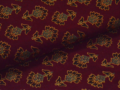 Maroon Ajrakh Print Pure Cotton Fabric