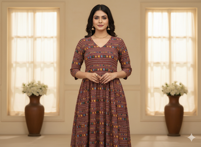 Maroon Traditional Digitally Printed Butter Crepe Fabric