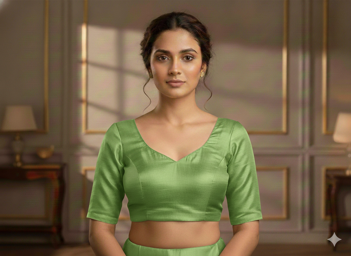 Pista Green Plain Bangalore Raw Silk Fabric  (Wholesale)